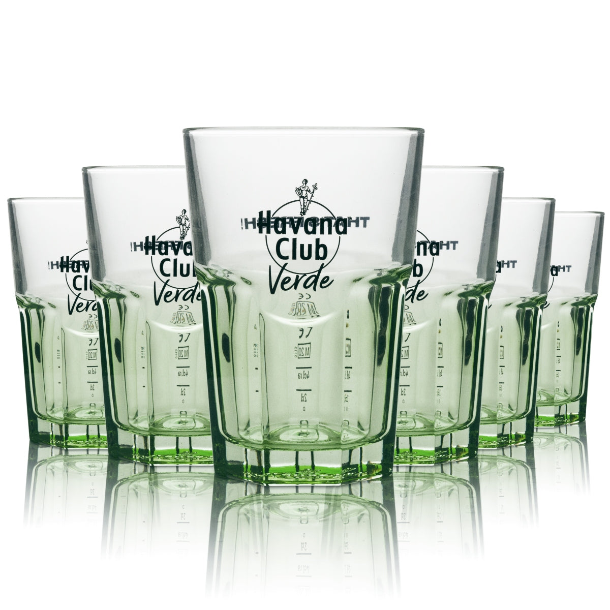 6x Havana Club Glas Verde 0,34 l Szklanki do drinków długich, kalibrowane Gastro Libre