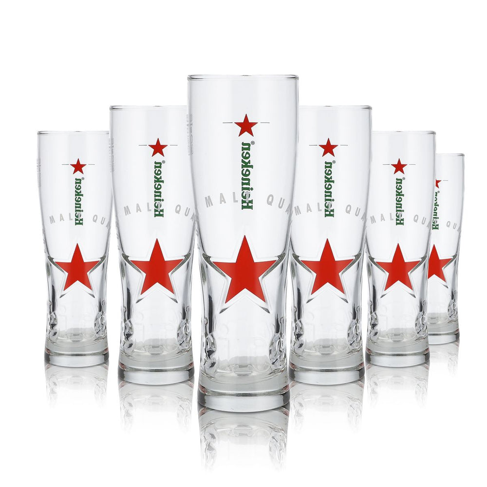 6x Heineken Glass 0,25l Pilsner Goblet Glasses Set Star Glass Roter Stern Brewery