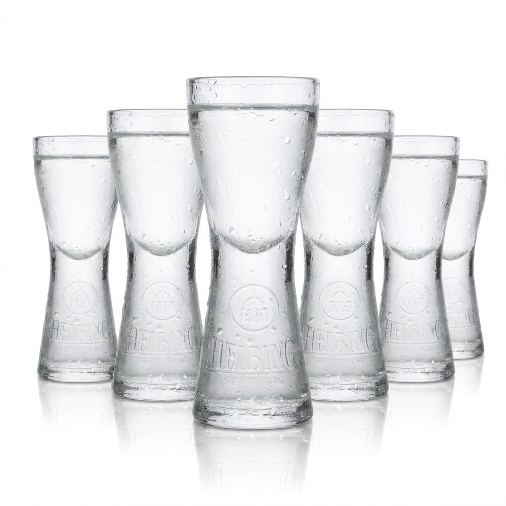 6x Helbing Kümmel Stamper Kieliszek do shotów Krótki kieliszek do sznapsa Kieliszek designerski Hamburg