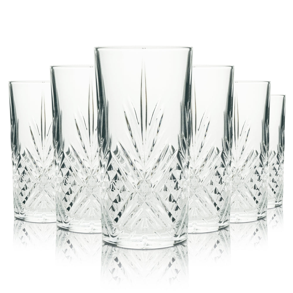 6x Hendricks Glass 0,3l Gin Tonic Longdrink Relief Kryształowe kieliszki koktajlowe Noble