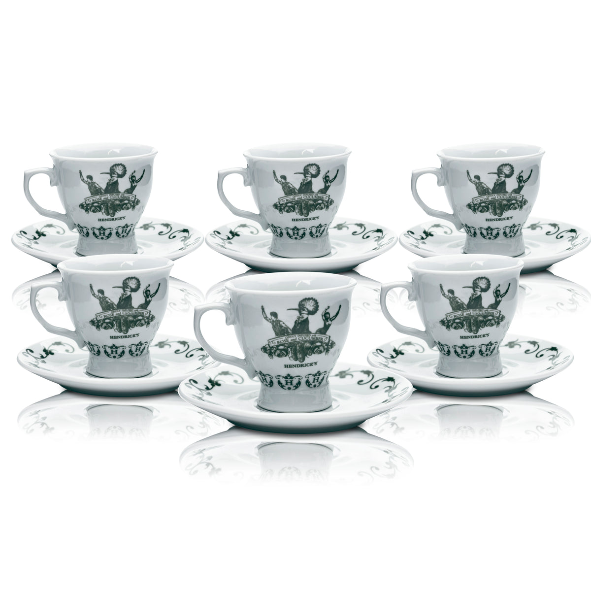 6x Filiżanka Hendricks 170 ml + spodek kawa herbata uchwyt szklanki szklanki gin z tonikiem