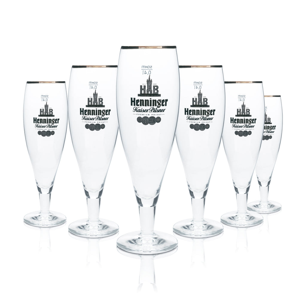 6x szklanka do piwa Henninger 0.4l kielich tulipan brązowy brzeg szklanki Gastro Brauerei Bräu