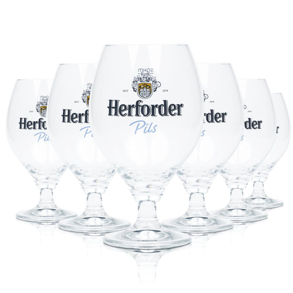 6x szklanka do piwa Herford 0.4l goblet pilsner szklanki tulipan balon szkło na nóżce browar
