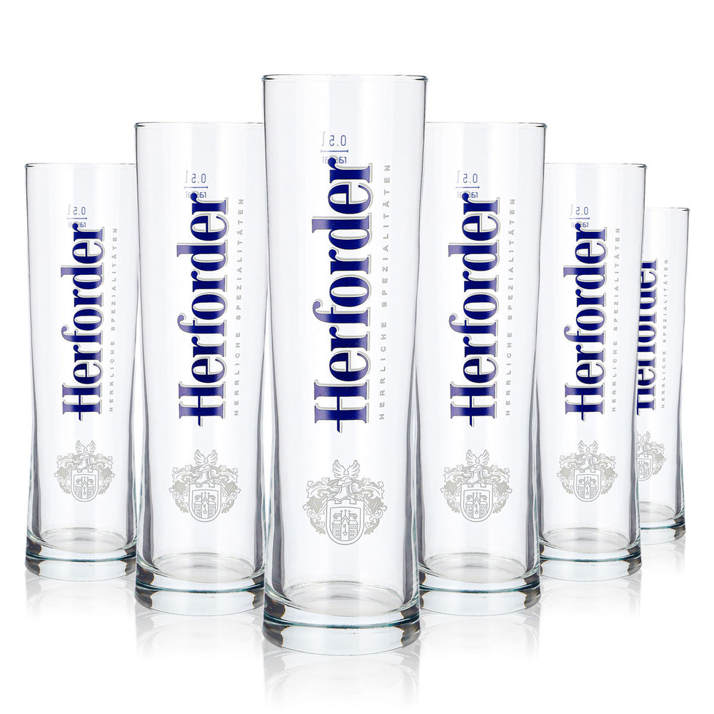 6 szklanek piwnych z browaru Herforder, 0,5 l, z niebieskim logo Rastal Kölsch (zestaw 6 sztuk)