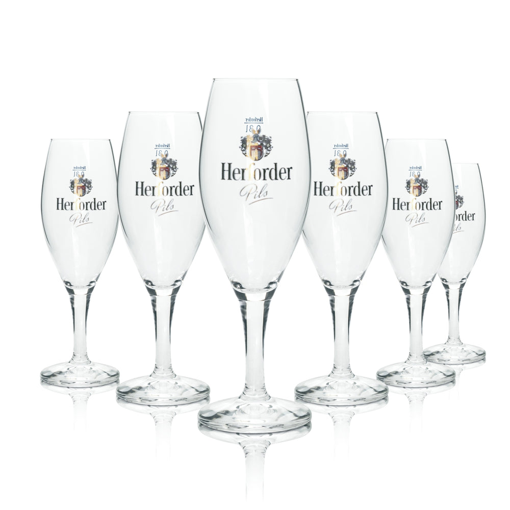 6x szklanka do piwa Herforder Pils 0,3 l Pokal Imperia Sahm Tulpe Szklanki Browar Trzonek