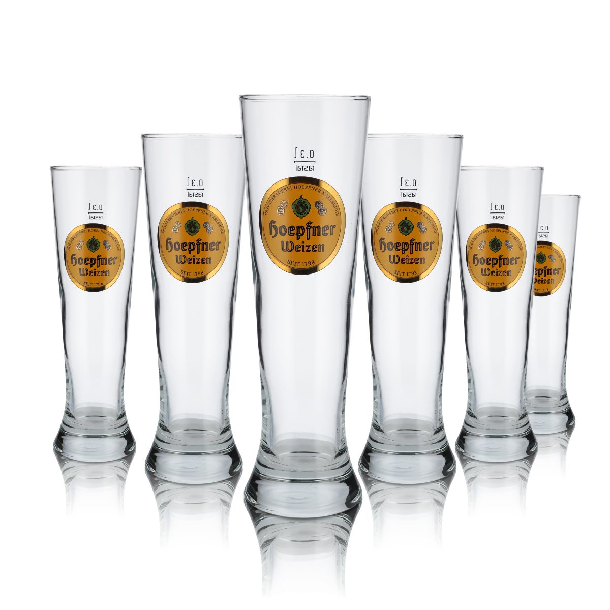 6x Hoepfner Szklanka 0,3 l Szklanka do piwa pszenicznego Szklanki do piwa pszenicznego Zestaw szklanek Browar Karlsruhe