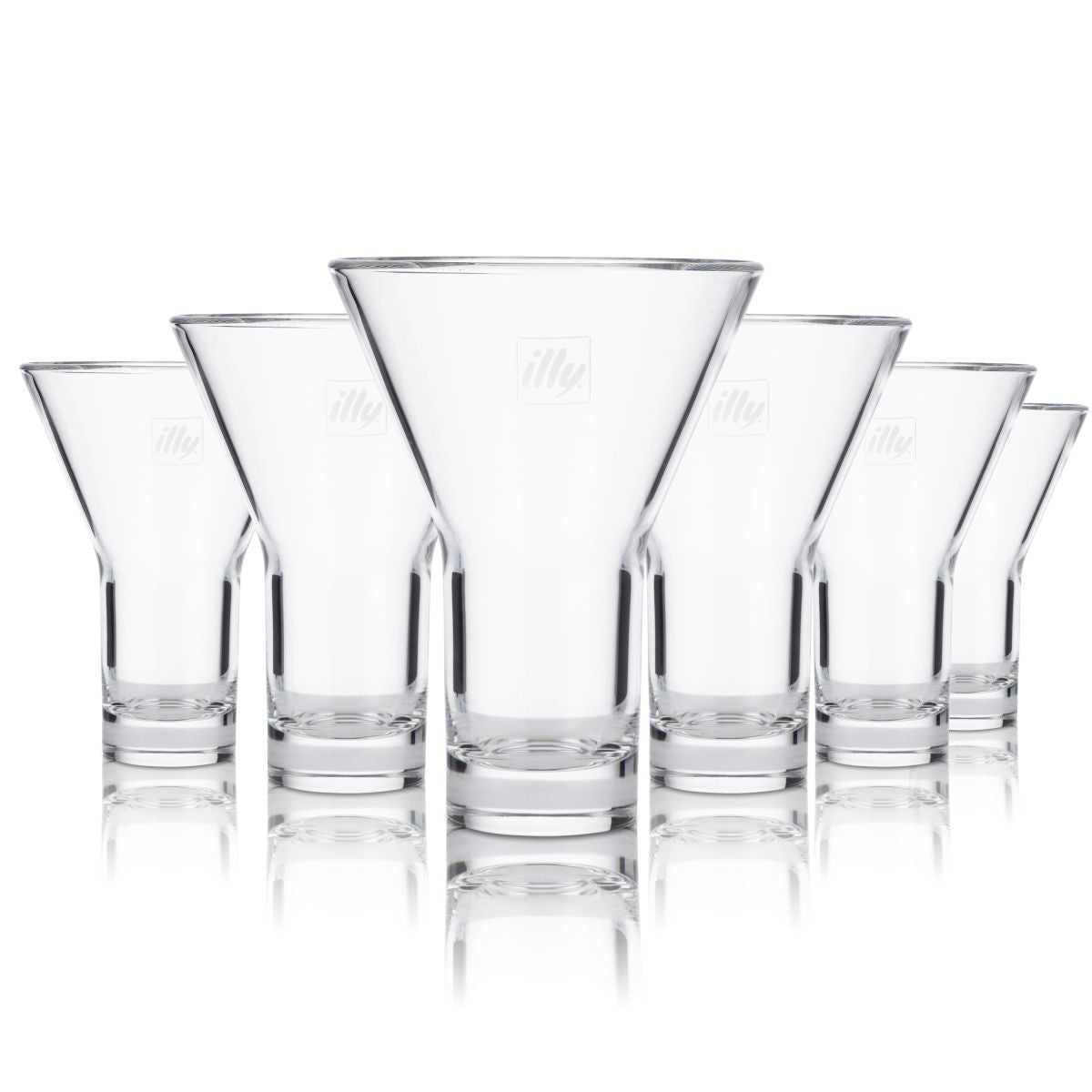 6x Illy szklany kubek do kawy 0,19l w kształcie litery V Espresso Mocha Włochy Gastro Cafe Bistro