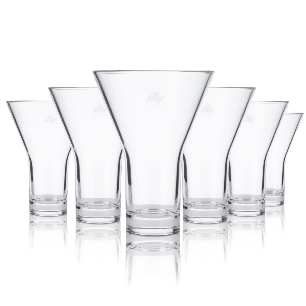 6x Illy szklany kubek do kawy 0,34l w kształcie litery V Espresso Mocha Włochy Gastro Cafe Bistro