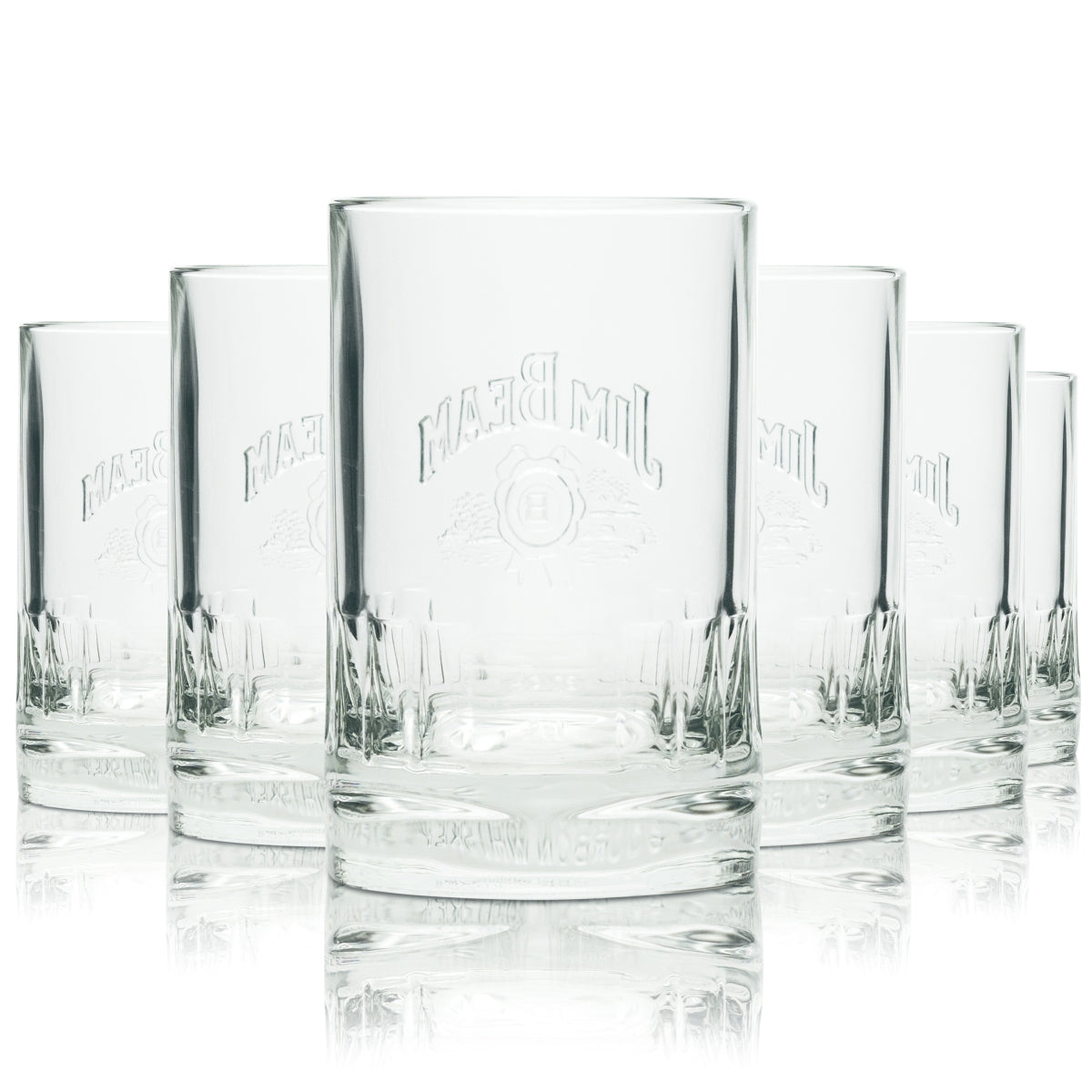 6x Jim Beam Rum Glass Exclusive Tumbler Square Stand