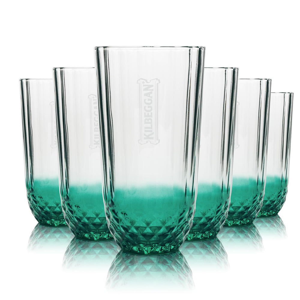 6x Kilbeggan Glass 0,35l Whiskey Longdrink Contour Crystal Glasses Gastro Irish