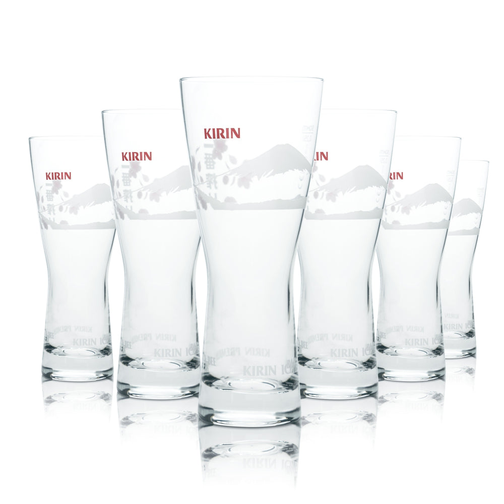 6x Kirin Ichiban Beer Glass 0,25l Goblet Tulip Glasses Japan Beer Half Pint