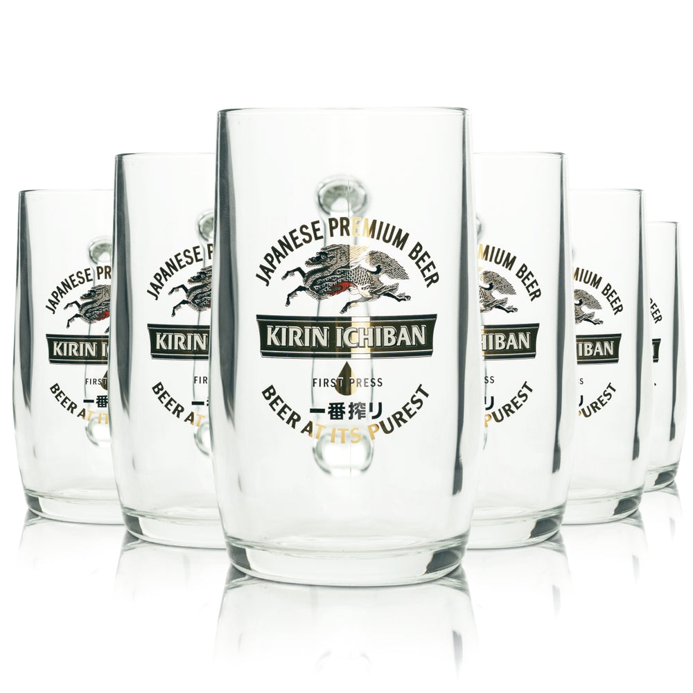 6x Kirin Ichiban szklanka do piwa 0,5l dzbanek Japoński kufel do piwa szklanki uchwyt kolekcjoner