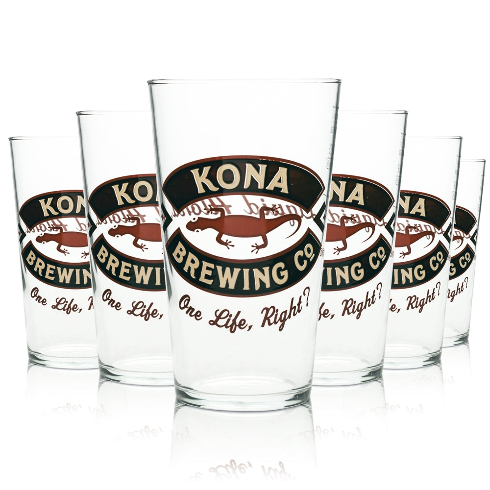 6x Kona Beer Glass 0,5l Pint Mug Hawaii Beer Craft Glasses Brewery Aloha Willi