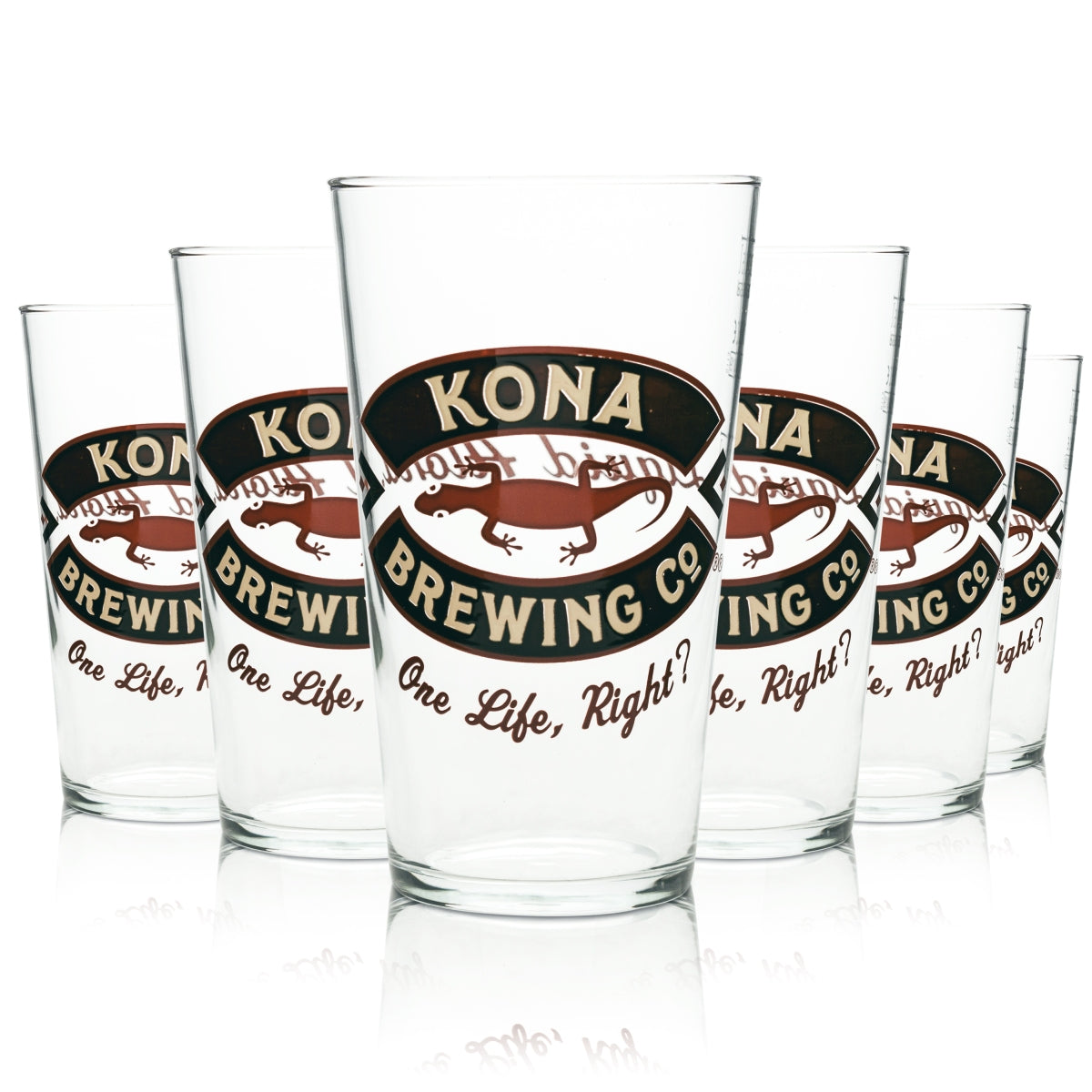 6x Kona Beer Glass 0,5l Pint Mug Hawaii Beer Craft Glasses Brewery Aloha Willi