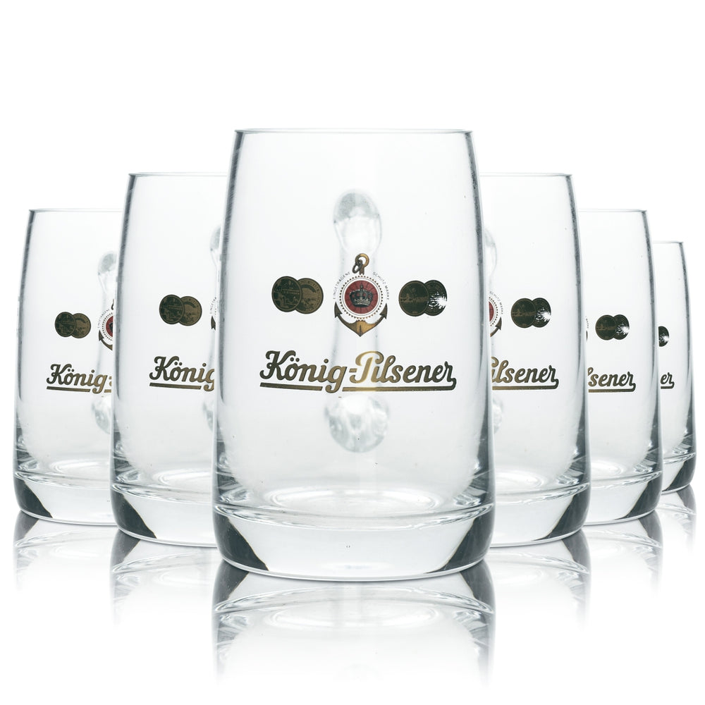 6x szklanka do piwa König Pilsener 0.3l kufel z uchwytem Seidel szklanki kufle kufle browar