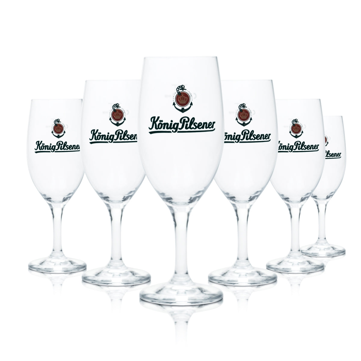 6x szklanka do piwa König Pilsener 0,3 l, kielich tulipanowy, szklanki z podziałką, gastronomiczne, browar Pils