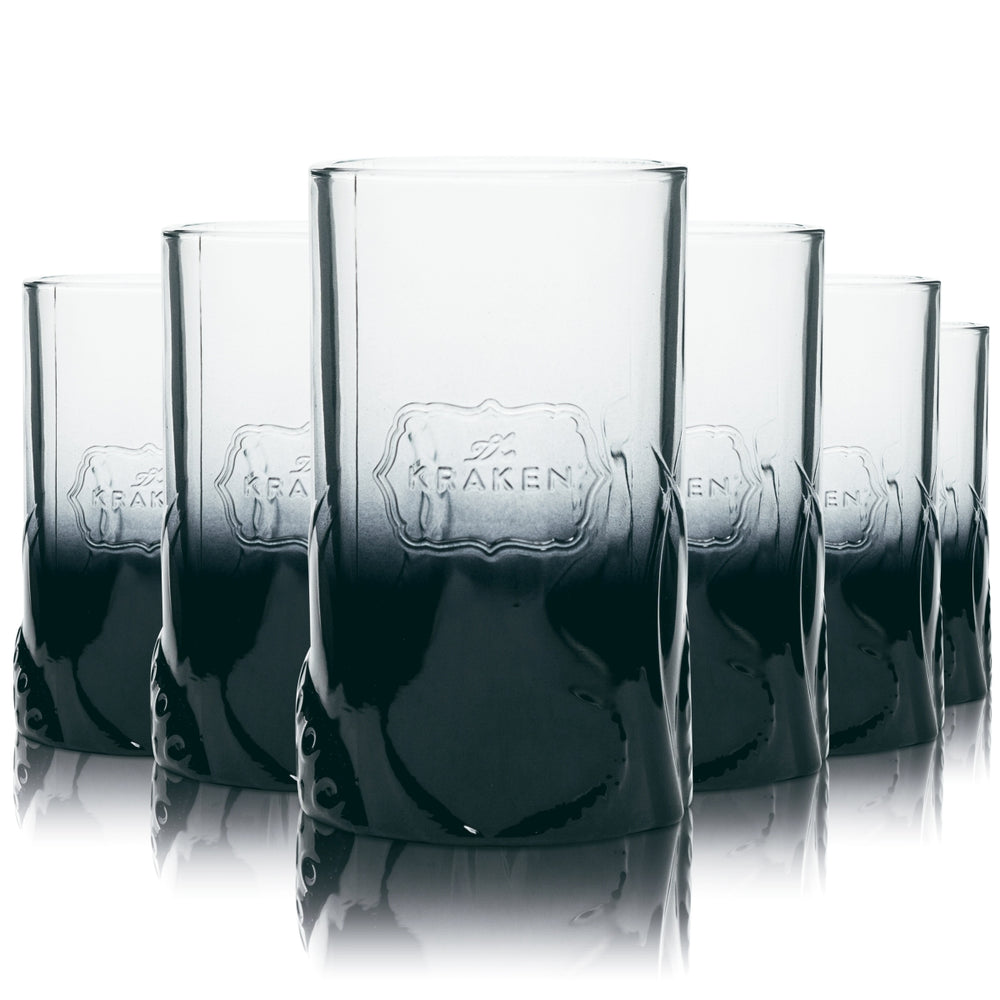 6x Kraken szklanka do rumu 0,3l z nadrukiem reliefowym czarna szklanka do long drinków Tentakel Tinto