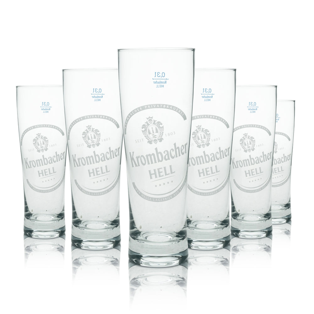6x Krombacher Beer Glass Tulip 0,3 l Sahm Hell