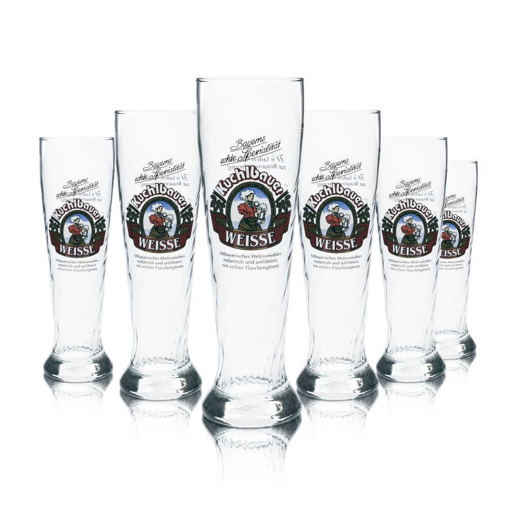 6x Kuchlbauer Białe szkło 0,5 l Piwo pszeniczne Drożdże Kristall Weizen Kontur Szklanki Bawaria