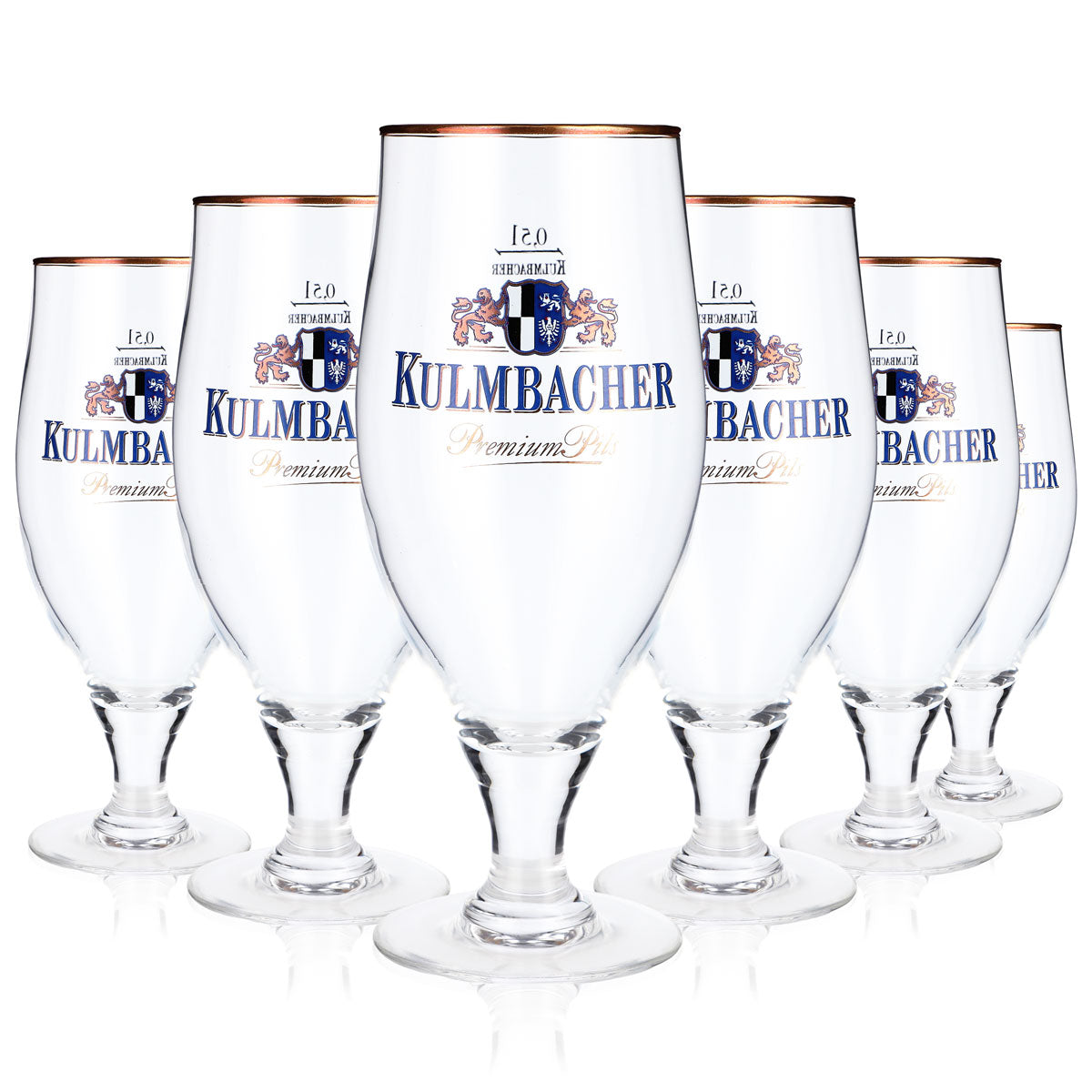 6x Kieliszek do piwa Kulmbacher Reichelbräu 0,5 l z niebieskim napisem Godrand