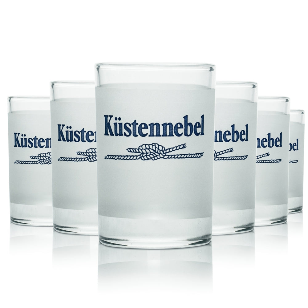 6x Coastal Mist Glass 4cl (40ml) Shot Short Stamper Liquor Glasses Frosted Gastro