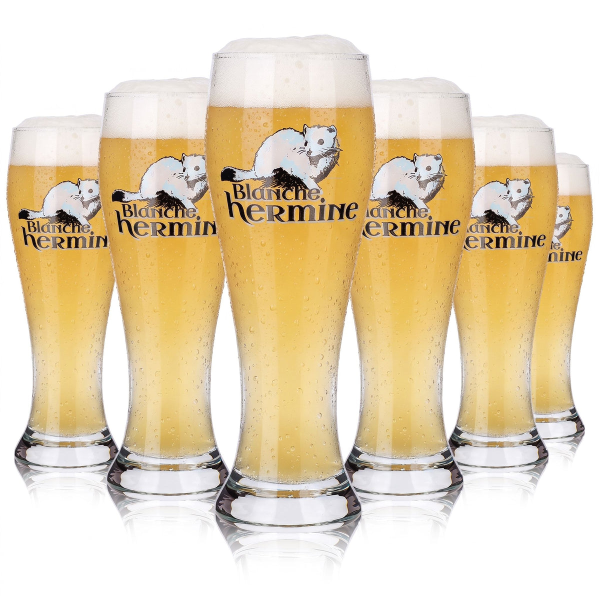 6 szklanek do piwa Lancelot o pojemności 25 cl + puchar Blanche Hermine o pojemności 33 cl