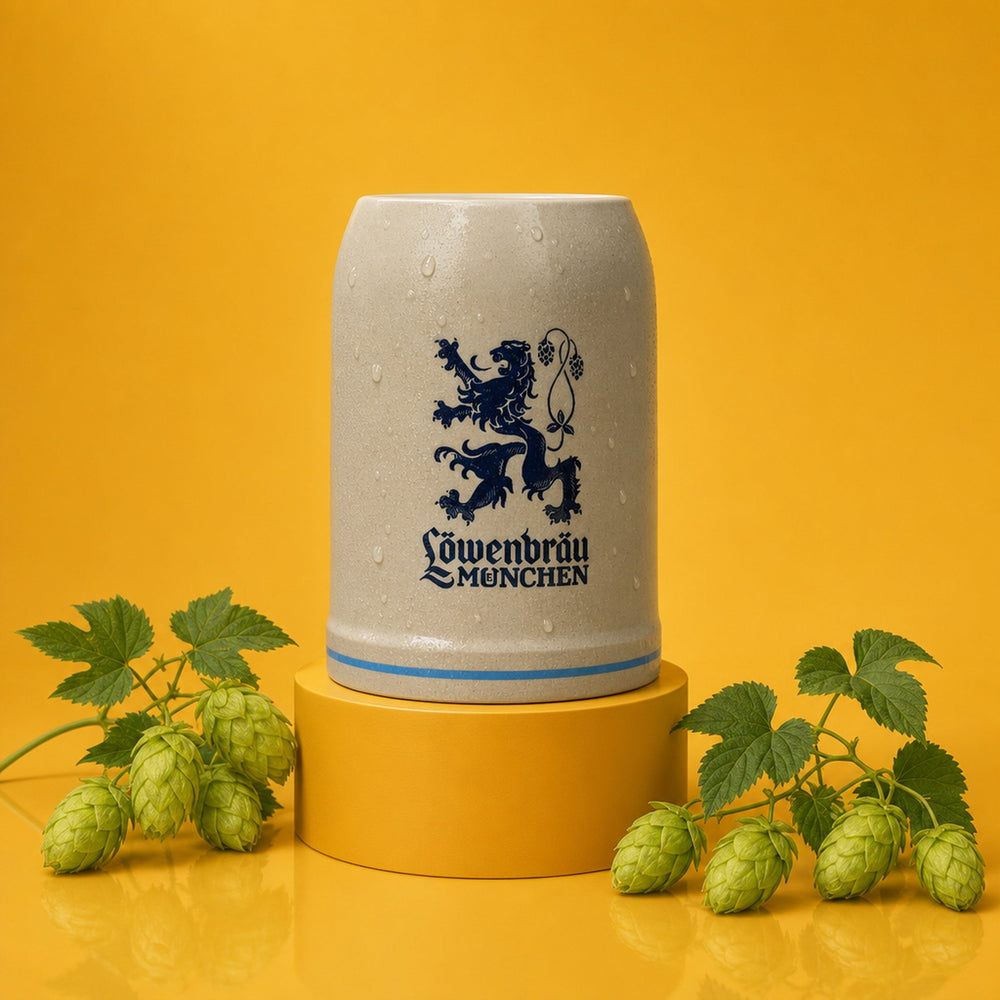 Löwenbräu gliniany kufel szklany 0,5l kufel do piwa kufel szklany Seidel browar Monachium