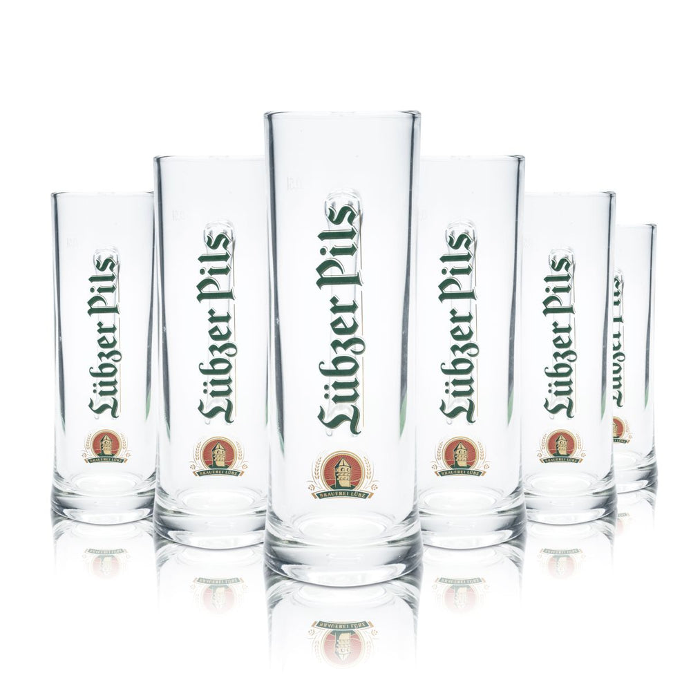 6x szklanka do piwa Lübzer 0.5 litra kufel do pilznera kufel zestaw szklanek browarniczych