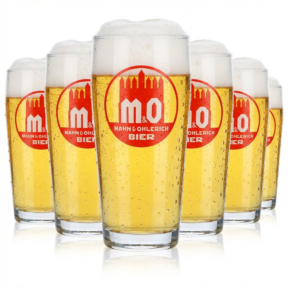 6x szklanki do piwa Mahn & Ohlerich 0,3 l Willi-Becher Logo w kolorze pomarańczowym Sahm