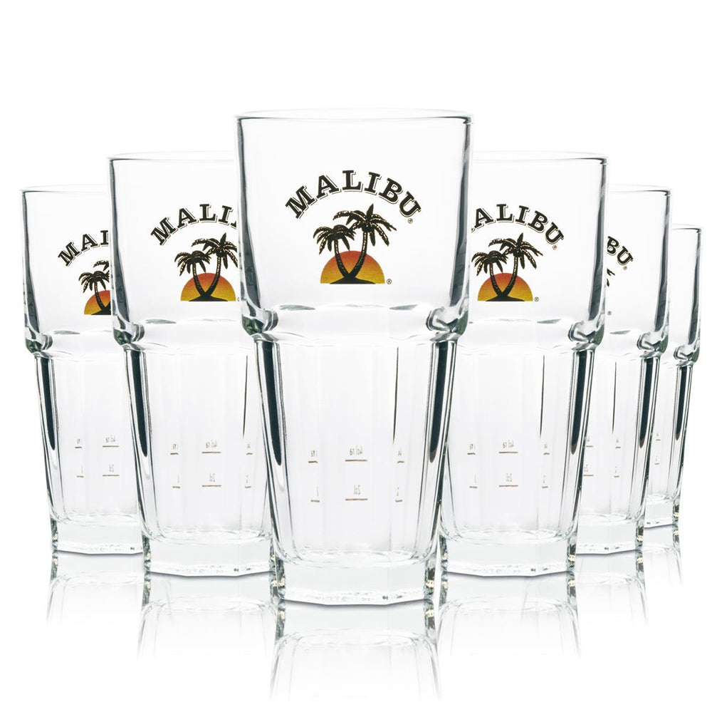 6x Malibu likier szklany long drink 36cl