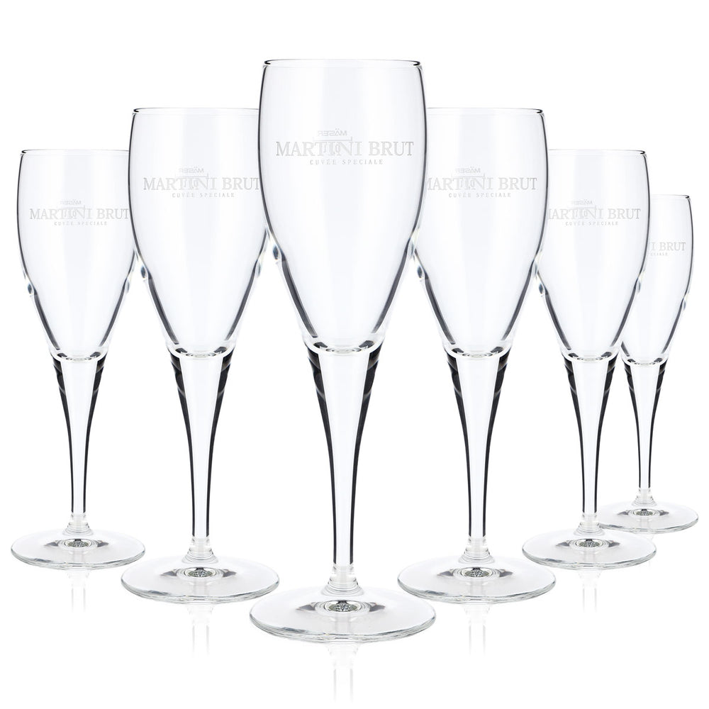 6x Martini Wermut Szklanka do szampana Szklanki 0,1 l Flute „Martini Brut” Mäser