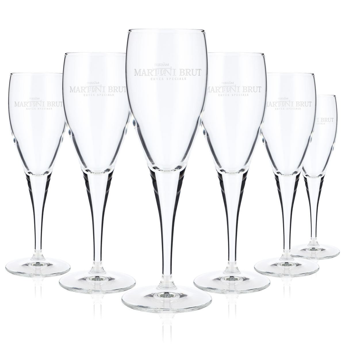 6x Martini Wermut Szklanka do szampana Szklanki 0,1 l Flute „Martini Brut” Mäser