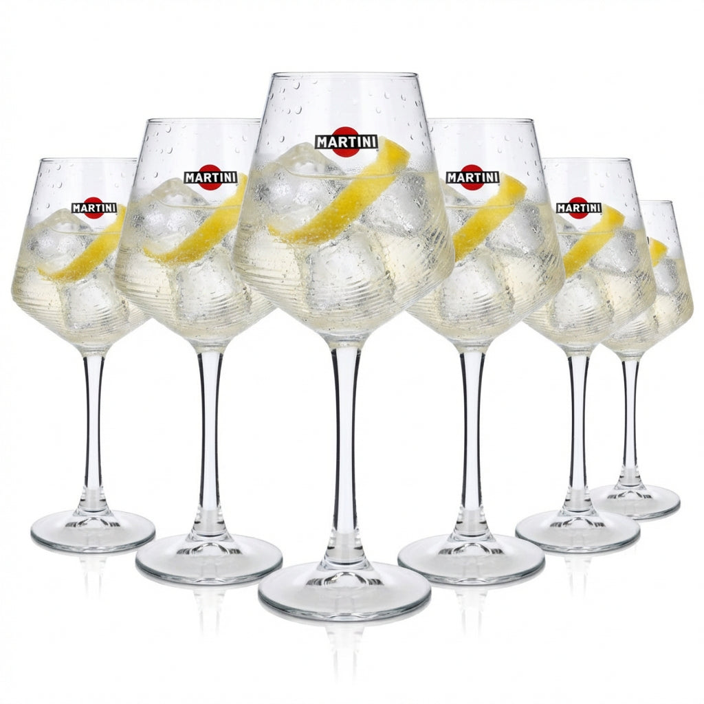 6x Martini Wermut Szklanka na nóżce 0,425 l Szklanki Szklanka do wina Relief Design HH Global