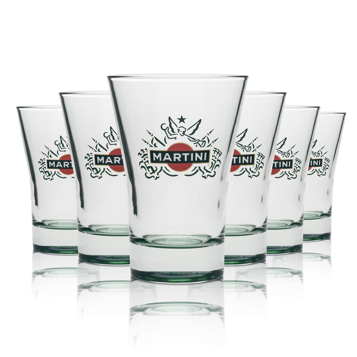 6x szklany kubek na wermut Martini 31cl zielona podstawa