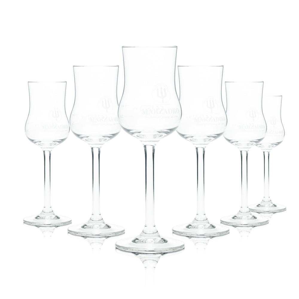6x Marzadro Grappa glass 4cl Nosing style goblet shot glasses Trentino Gastro