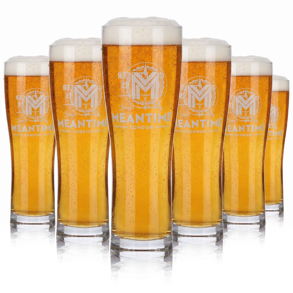 6 szklanek do piwa Meantime o pojemności 0,5 l z nadrukiem „Craft Beer Pioneers” w kolorze Sahm