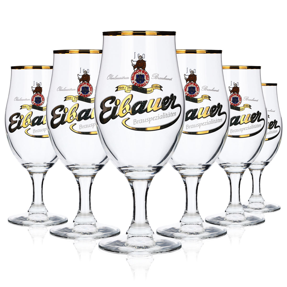 6x szklanka do piwa Münchbräu Eibau 0,3 l z złotym brzegiem „Eibauer Brauspezialitäten” – Widok 5