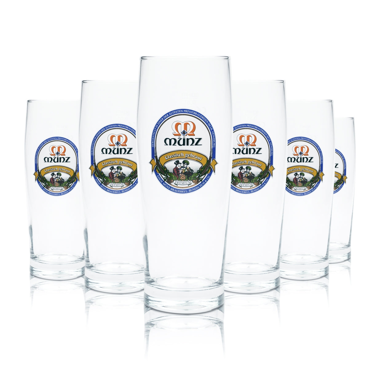 6x Szklanka do piwa Münz Bräu 0,5l Willi Mug Trumpf Szklanki Browar Günzburg Piwo