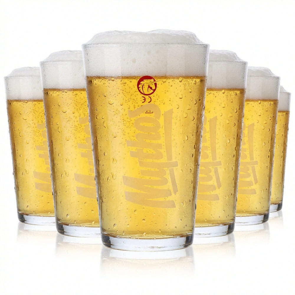 6x szklanki do piwa Mythos Szklanki do piwa Kubki 0,3 l Białe logo w pionie