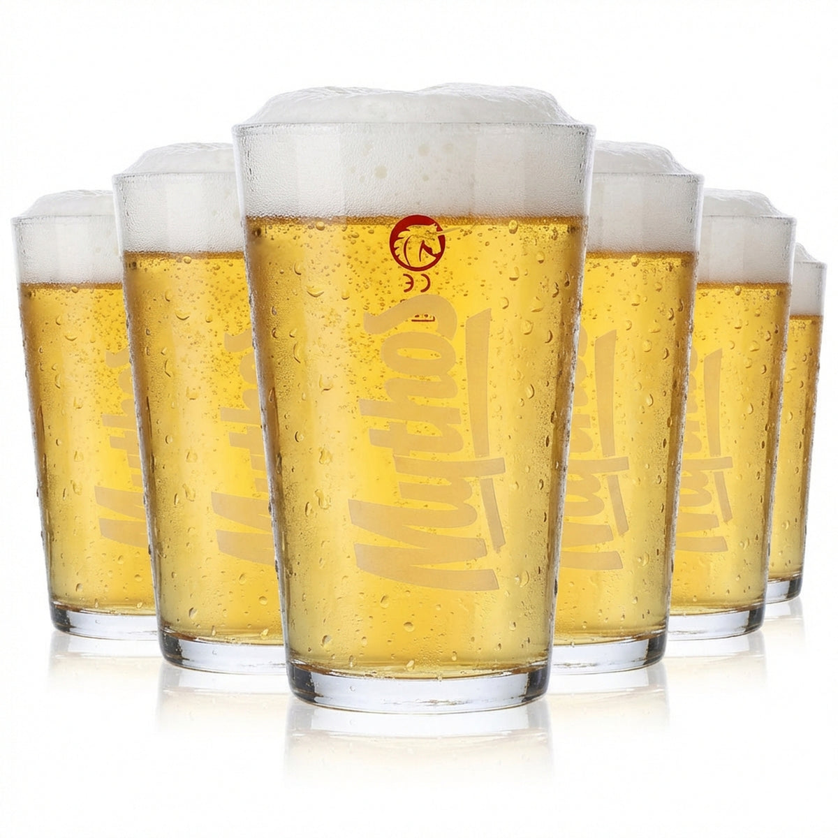 6x szklanki do piwa Mythos Szklanki do piwa Kubki 0,3 l Białe logo w pionie
