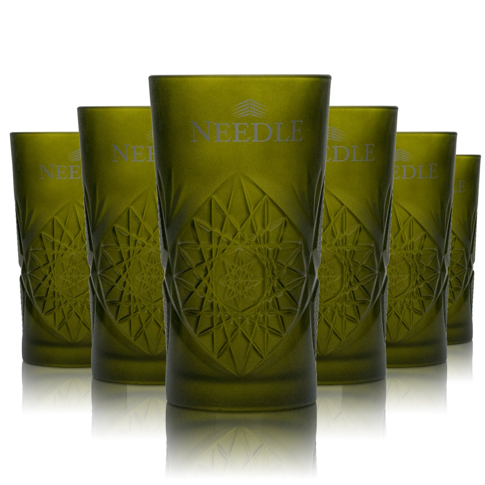 6x szklanka do long drinków Needle Gin 0,3 l Masterpiece Frosted-Green Kubki Szklanki Tonic