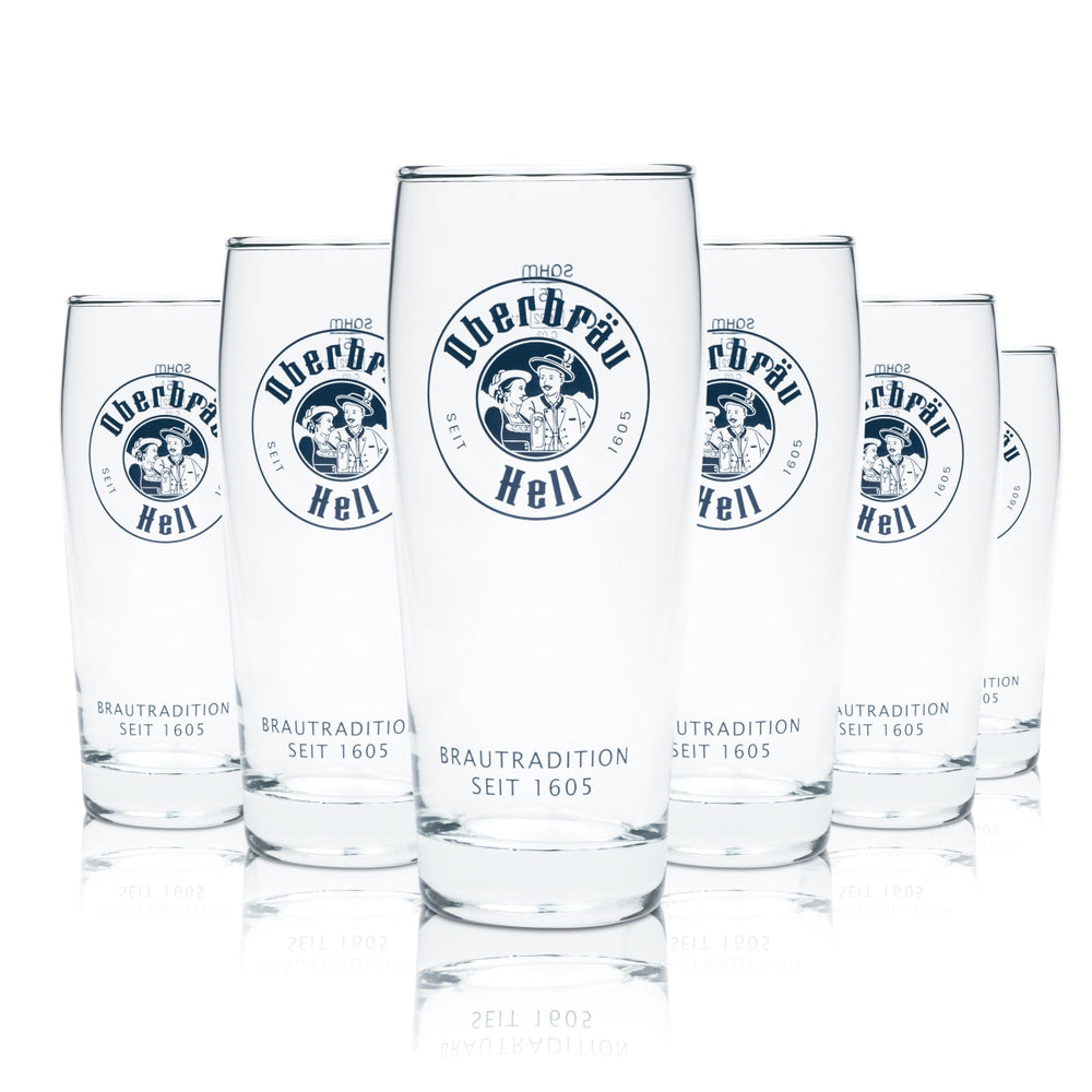 6x Oberbräu Hell szklanka do piwa 0.5l Willi kufel szklanka barowa browar piwo