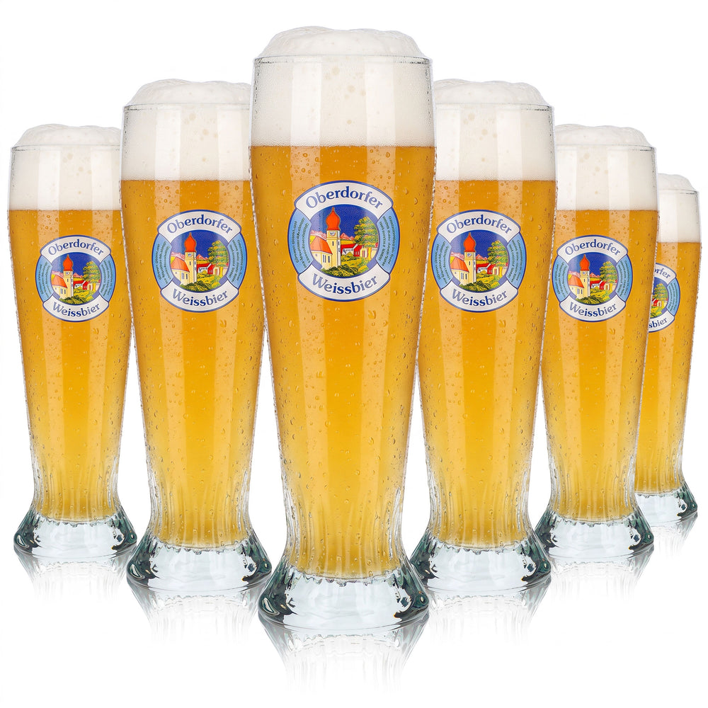 6 szklanek piwnych Oberdorfer w kształcie pucharu, 0,3 l, piwo pszeniczne, relief Sahm (zestaw 6 sztuk)