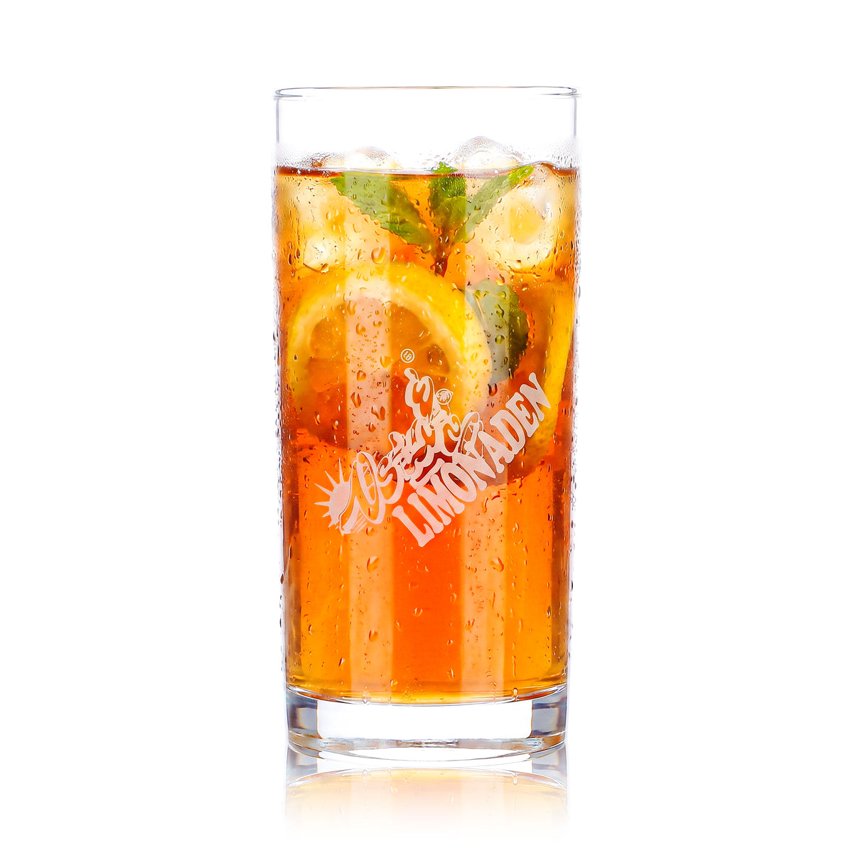 6 szklanych kubków Osta o pojemności 0,2 l z białym logo Osta Limonady – Widok 2