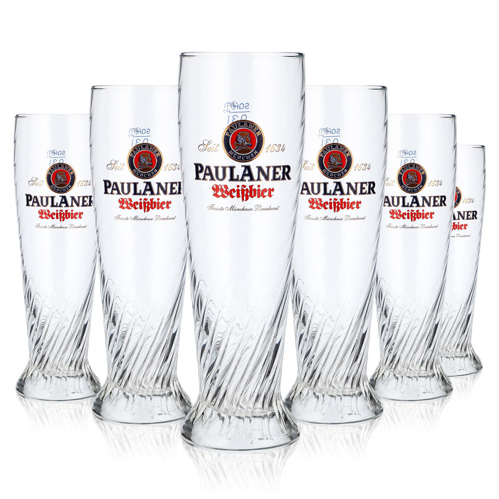 6x Paulaner Weissbier Kieliszki do piwa Kieliszek do piwa pszenicznego Relief Kieliszek do piwa 0,3 l złoty