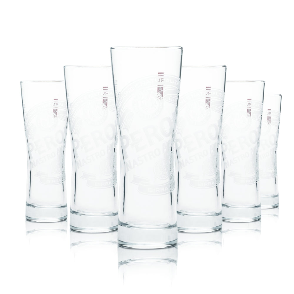 6x szklanka do piwa Peroni 0,2l Charakterystyczne szklanki Nastro Azzuro Brewery Włochy