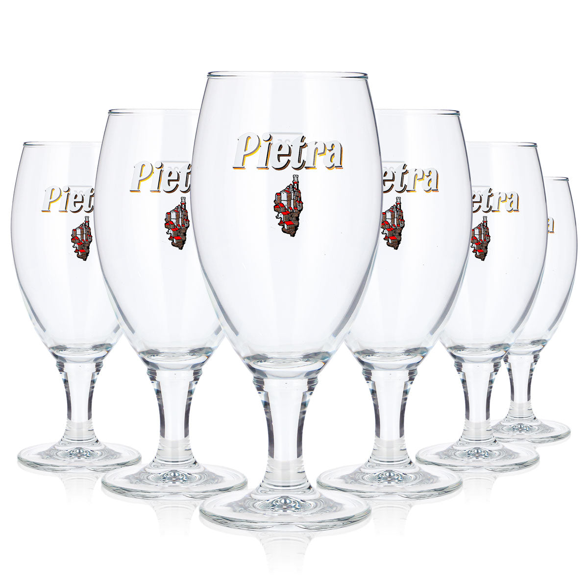 6 sztuk szklanek do piwa Pietra 0,25 l, kształt tulipana, z białym logo, szklanki do piwa Luna (zestaw 6 sztuk)