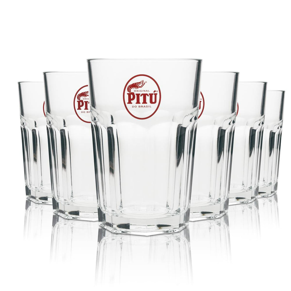 6x Pitu Cachaca szklanka long drink czerwone logo