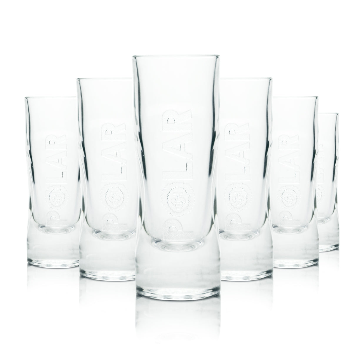 6x Polar Glass 4cl Shot Short Stamper Glasses Contour Strawberry Passionfruit Limes