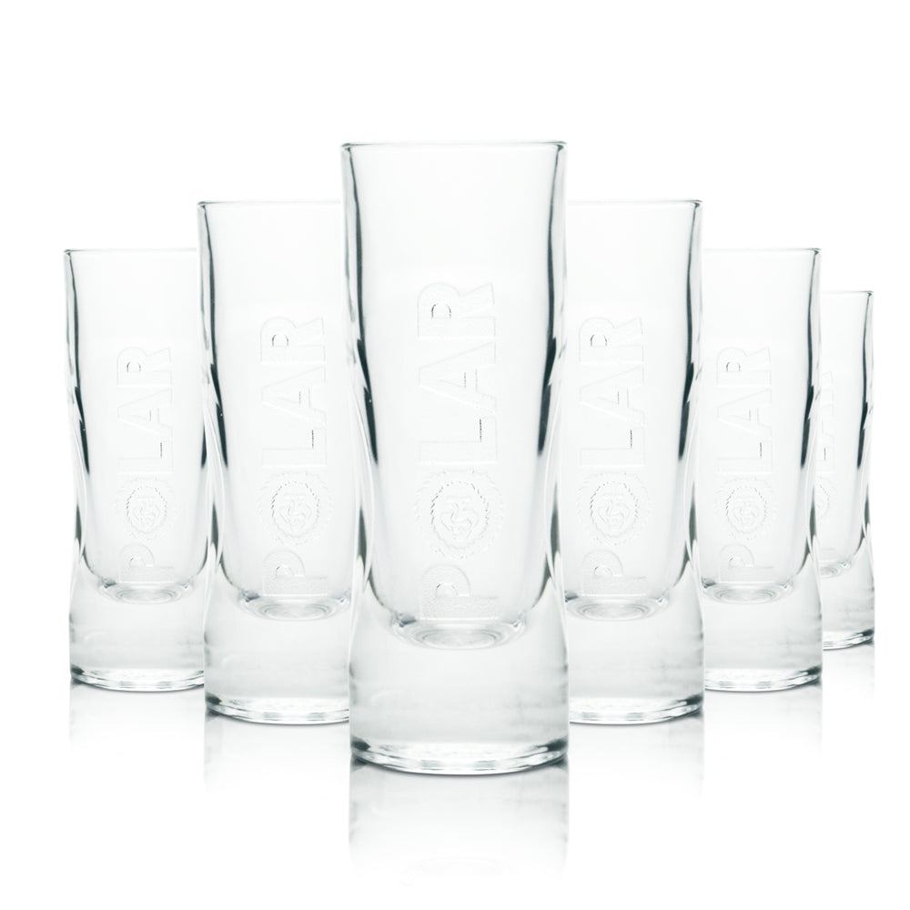 6x Polar Glass 4cl Shot Short Stamper Glasses Contour Strawberry Passionfruit Limes